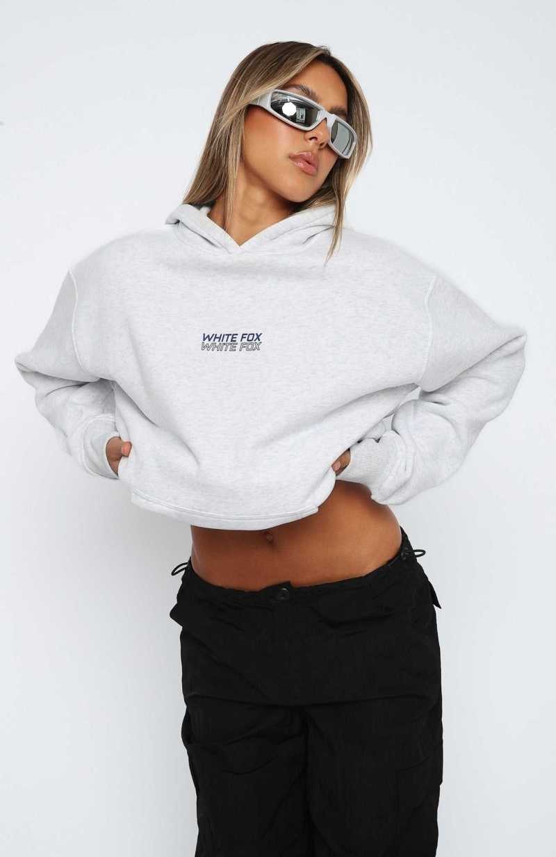 White Fox In Transit Oversized Hoodie Grey Marle | BYFTIN-394