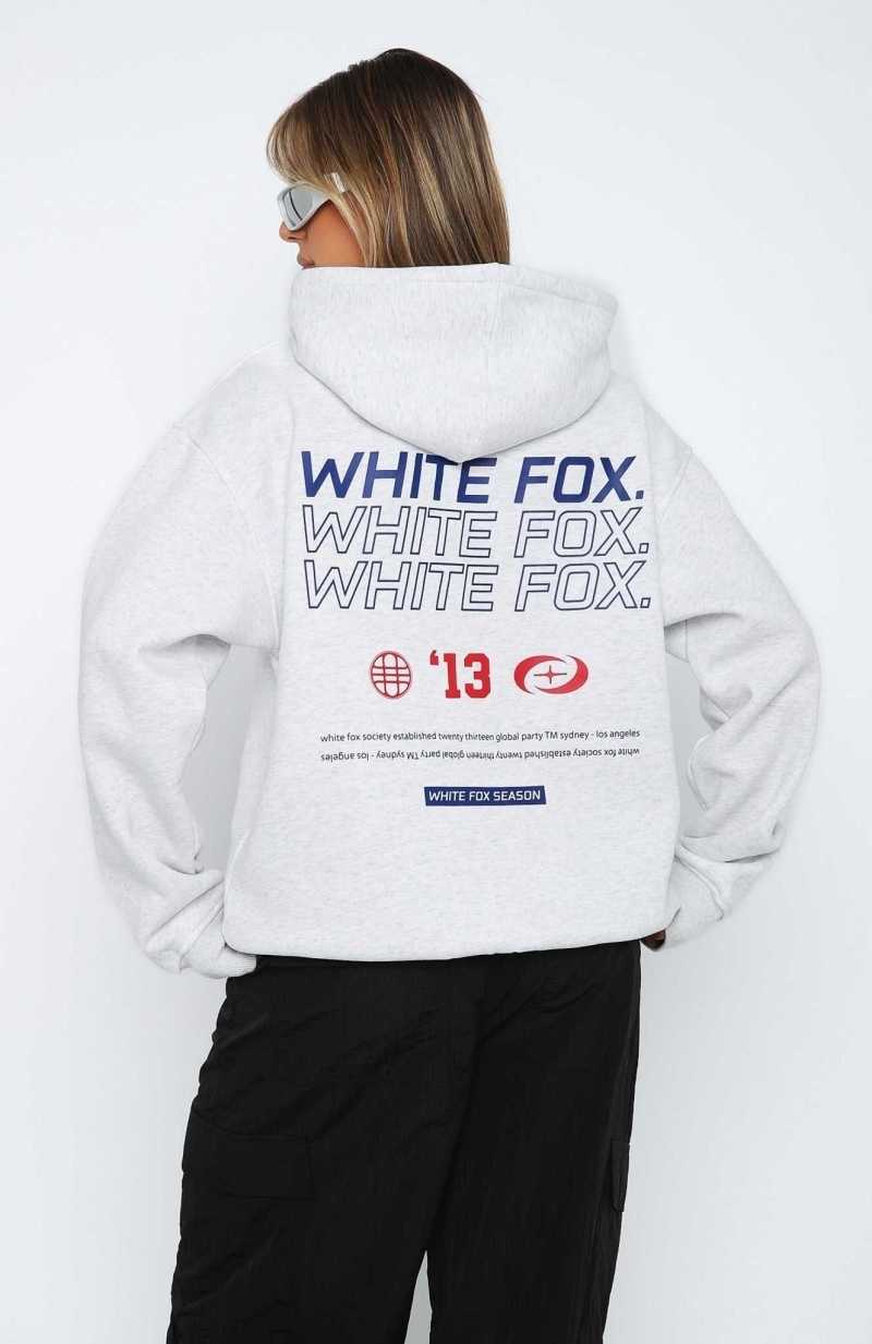 White Fox In Transit Oversized Hoodie Grey Marle | BYFTIN-394
