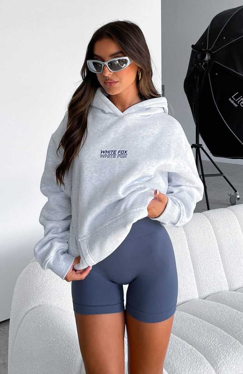White Fox In Transit Oversized Hoodie Grey Marle | BYFTIN-394