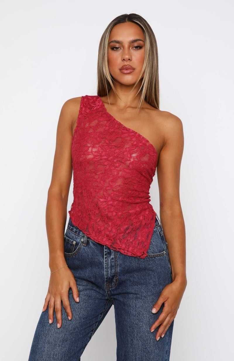 White Fox It's A Love Story Lace Top Berry | KASNQE-120