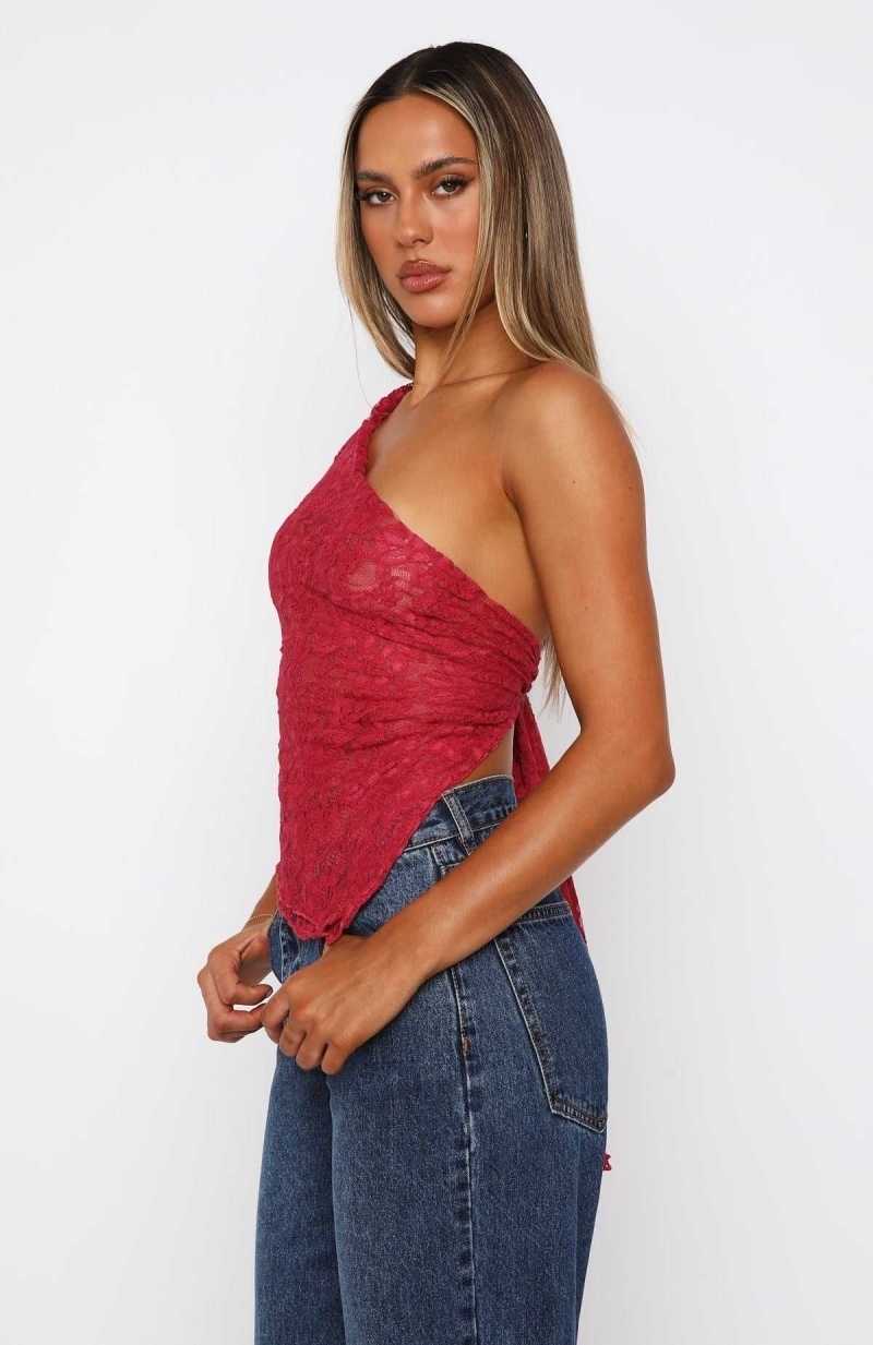 White Fox It's A Love Story Lace Top Berry | KASNQE-120