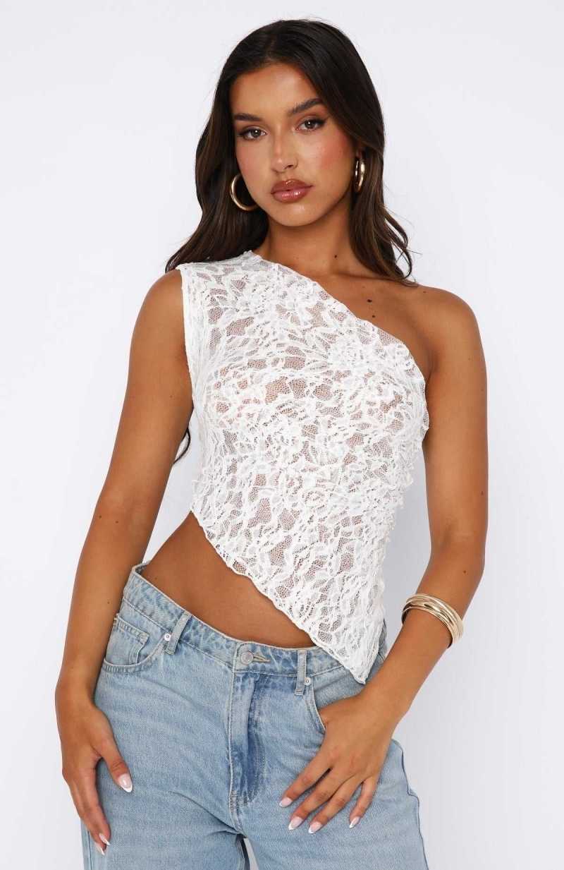 White Fox It's A Love Story Lace Top White | VDLTFC-501