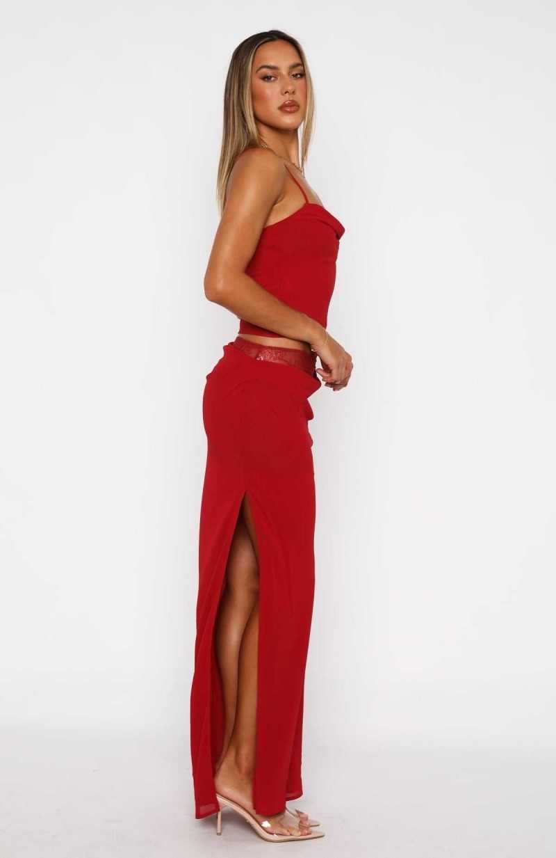White Fox It's A Sign Maxi Skirt Red | ZHDNXY-143