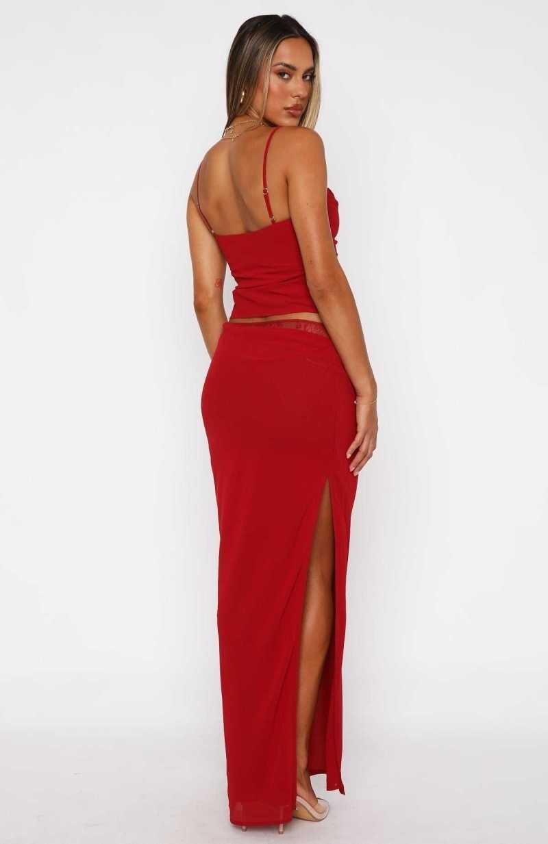 White Fox It's A Sign Maxi Skirt Red | ZHDNXY-143