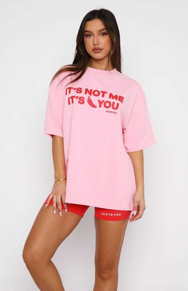 White Fox It's Not Me It's You Oversized Tee Pink | JWMAIF-564