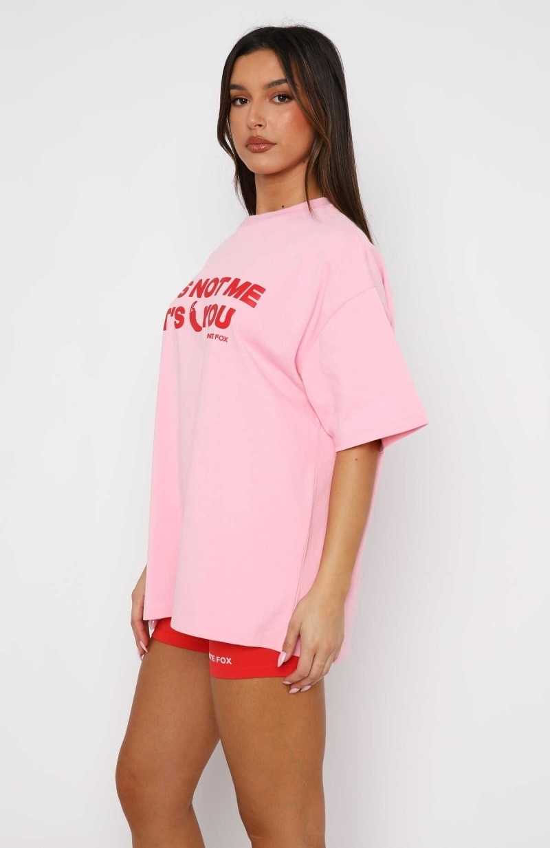 White Fox It's Not Me It's You Oversized Tee Pink | JWMAIF-564