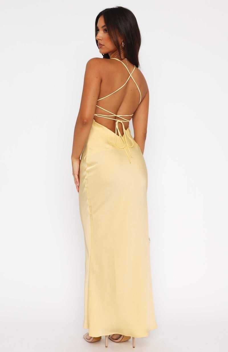 White Fox It's Not The Same Maxi Dress Lemon | JLCQID-130