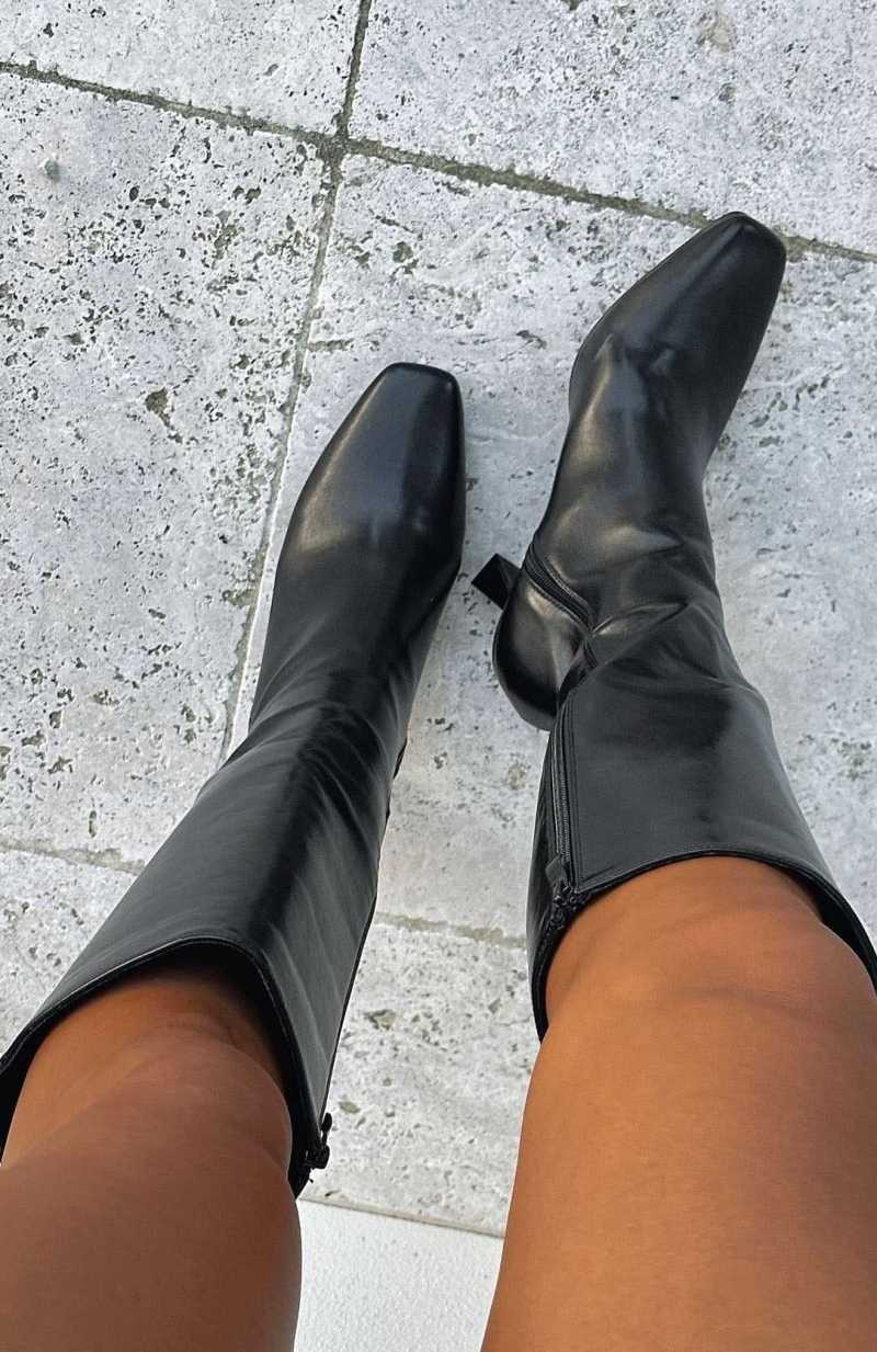 White Fox Johnson Knee High Boots Black | KZHFVJ-054