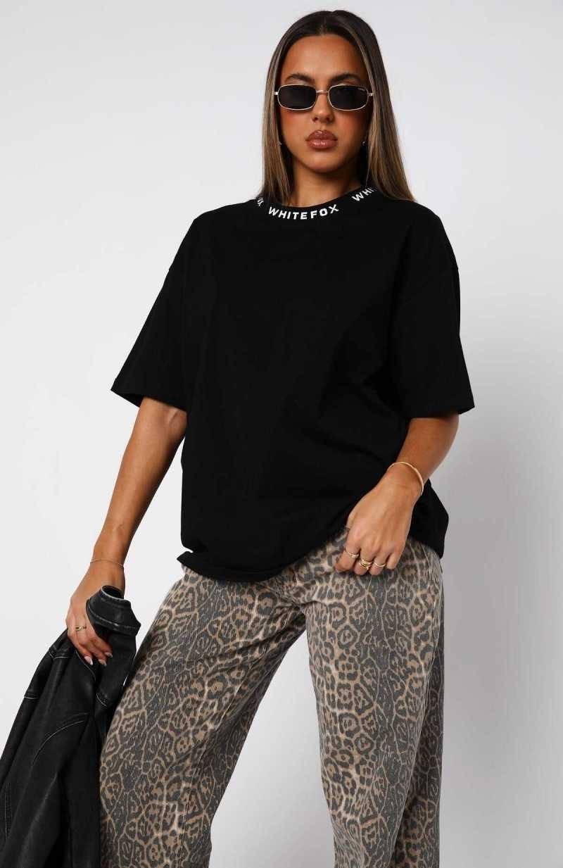 White Fox Just Be Free Oversized Tee Black | MOEBXH-870
