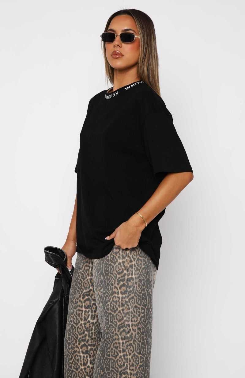 White Fox Just Be Free Oversized Tee Black | MOEBXH-870