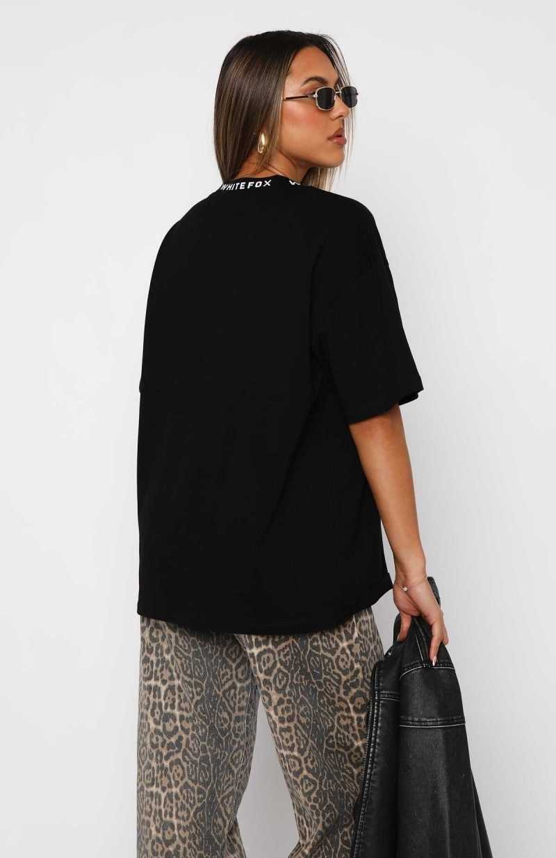 White Fox Just Be Free Oversized Tee Black | MOEBXH-870