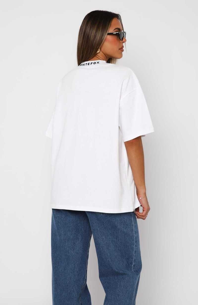 White Fox Just Be Free Oversized Tee White | TJVKWY-016