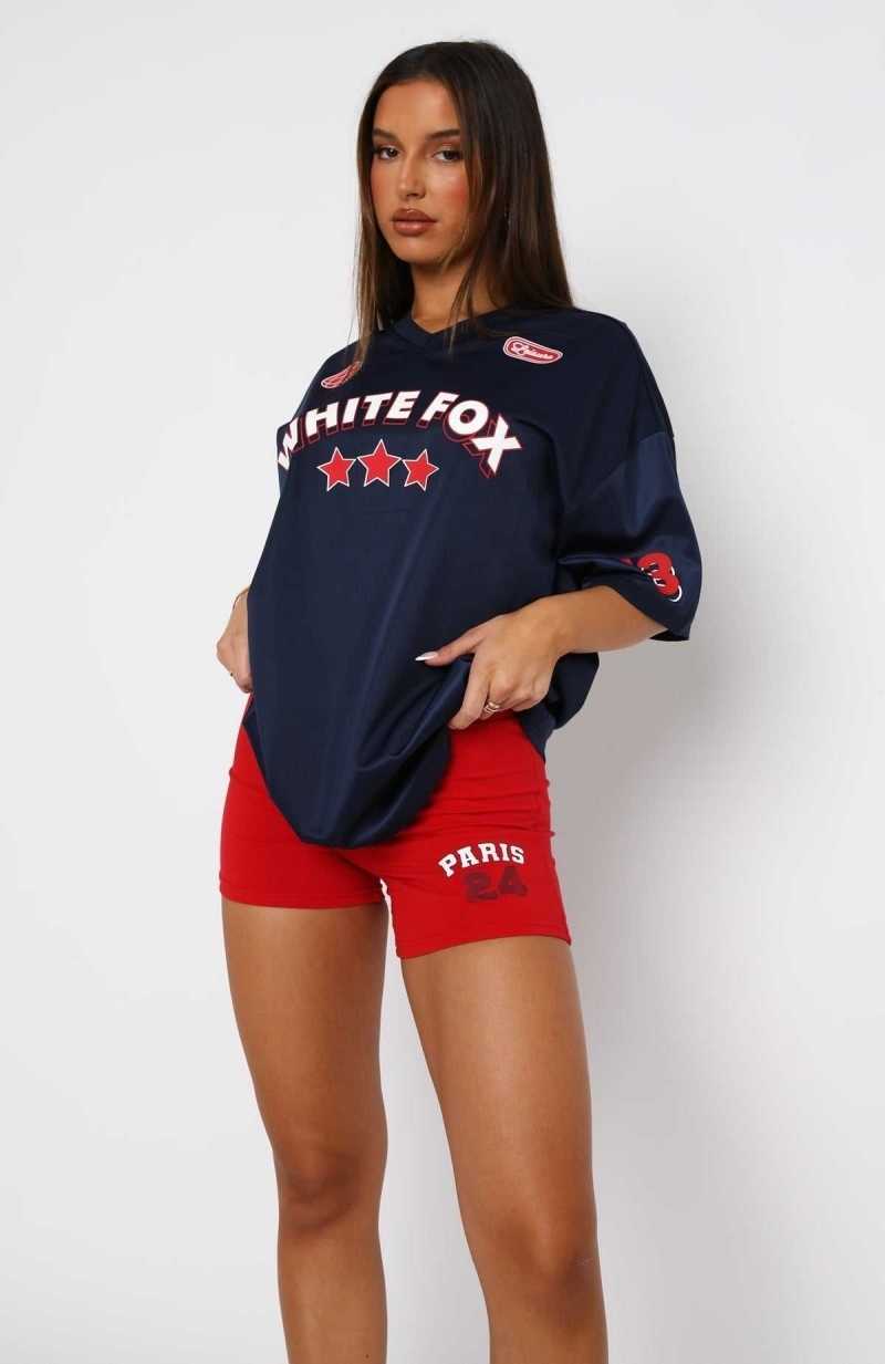 White Fox Just Get Along Oversized Jersey Navy | TZMYRB-635