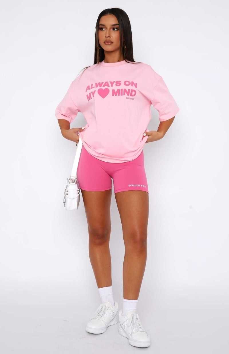 White Fox Just To Be Popular Bike Shorts Pink | KLVHXT-042