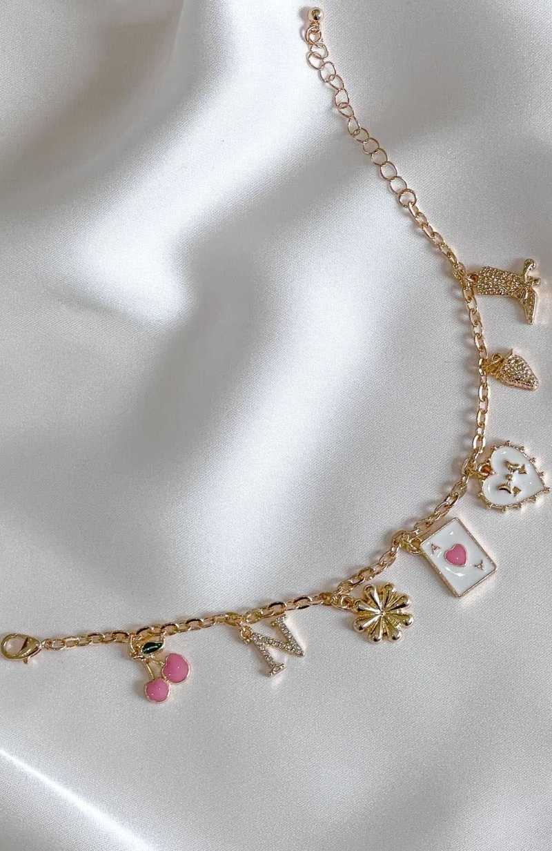 White Fox Karina Bracelet Gold/Pink | QNDCOB-465
