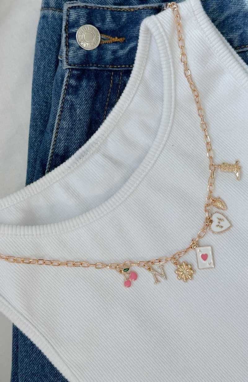 White Fox Karina Necklace Gold/Pink | ZVTNDH-490