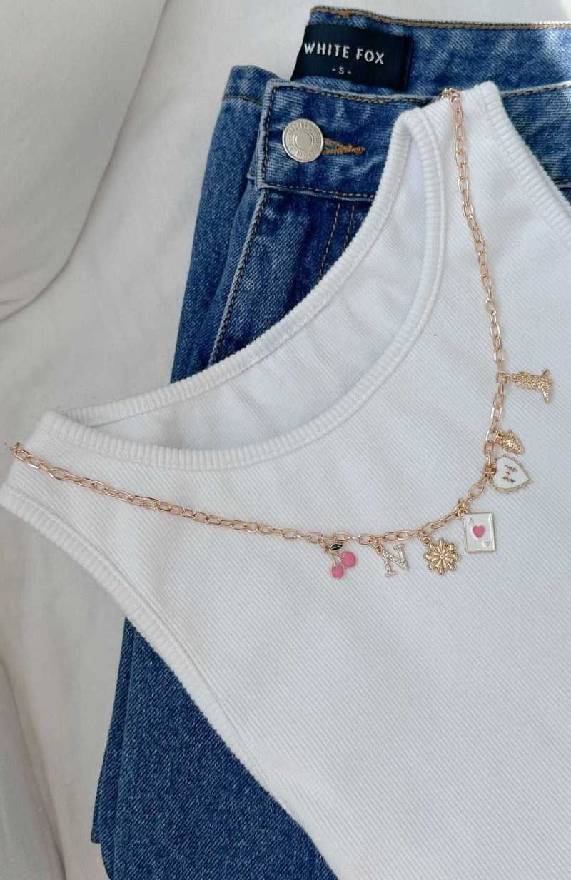 White Fox Karina Necklace Gold/Pink | ZVTNDH-490
