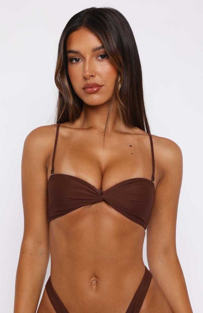 White Fox Kaya Bikini Top Chocolate | YXQLFW-374