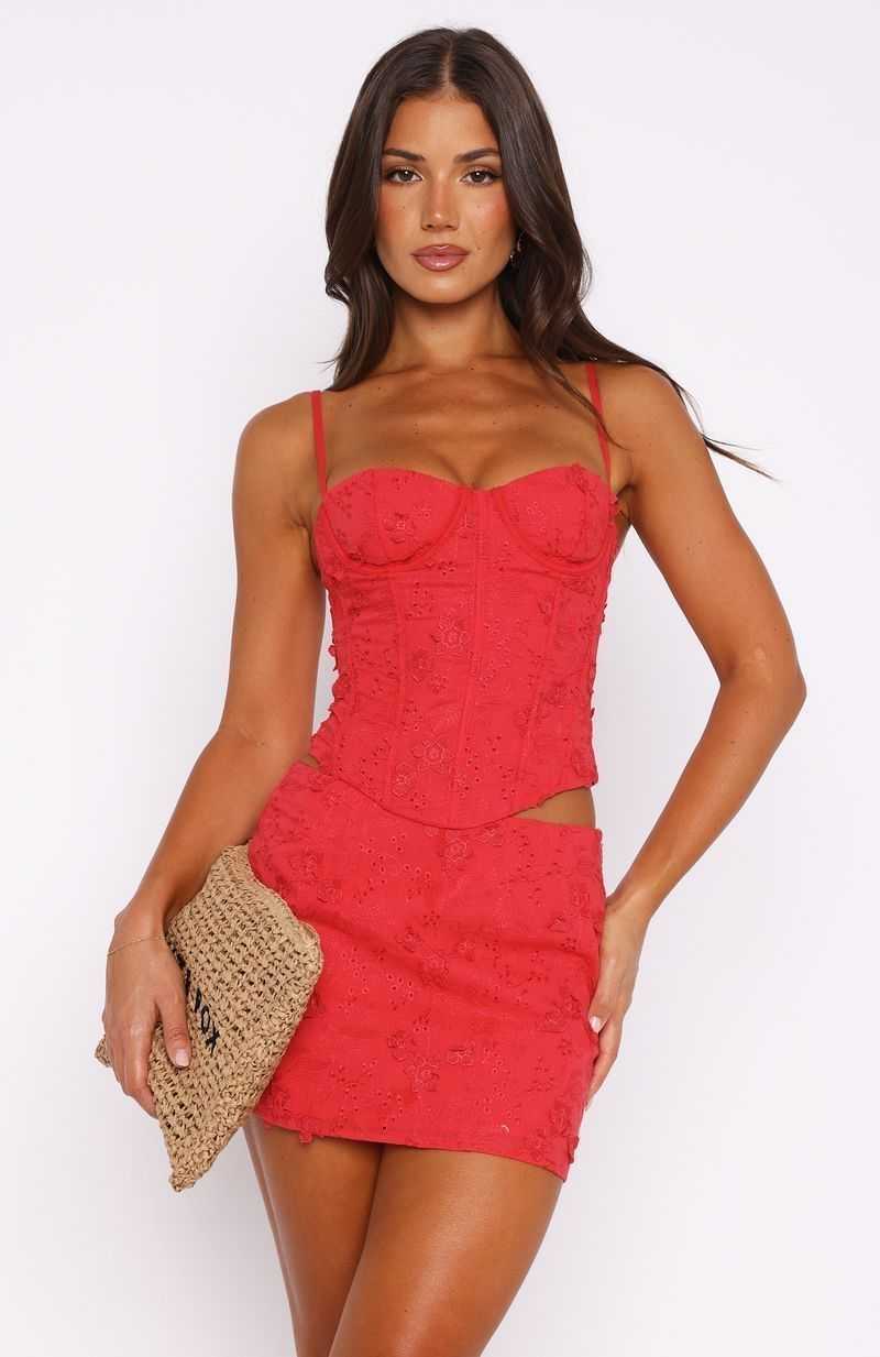 White Fox Keep It A Secret Mini Skirt Red | IKQDRP-073