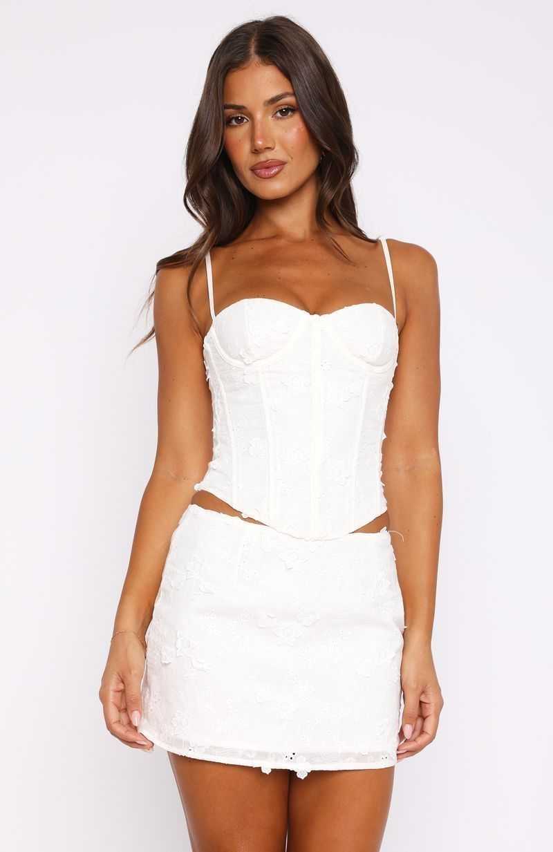 White Fox Keep It A Secret Mini Skirt White | SFTNWY-806