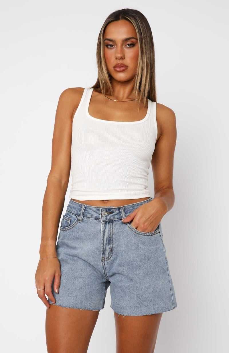 White Fox Keep It Brief Denim Shorts Blue | MVXPQY-478