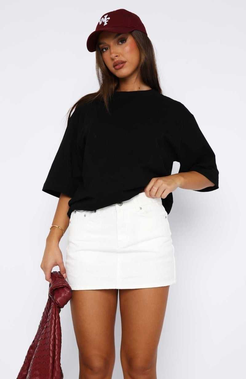 White Fox Know It All Low Rise Denim Mini Skirt White | VLHREC-659