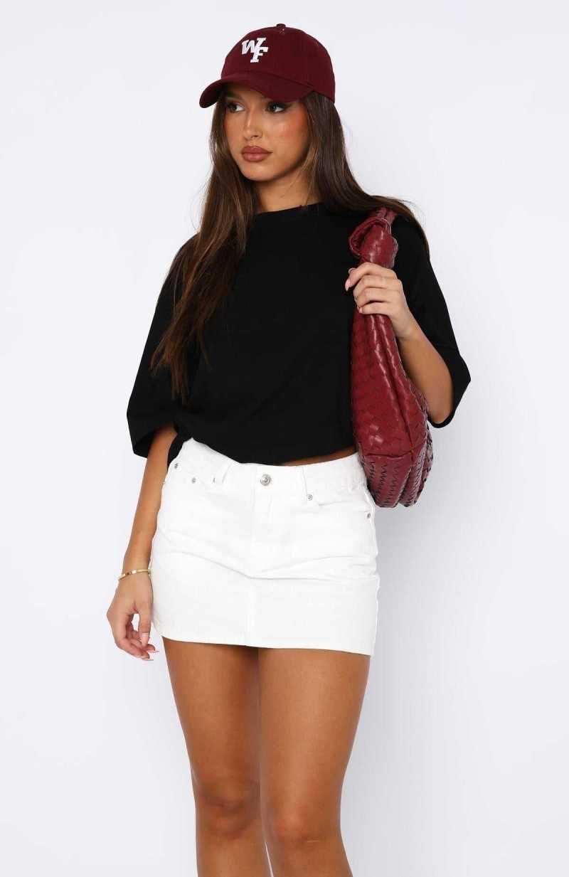 White Fox Know It All Low Rise Denim Mini Skirt White | VLHREC-659
