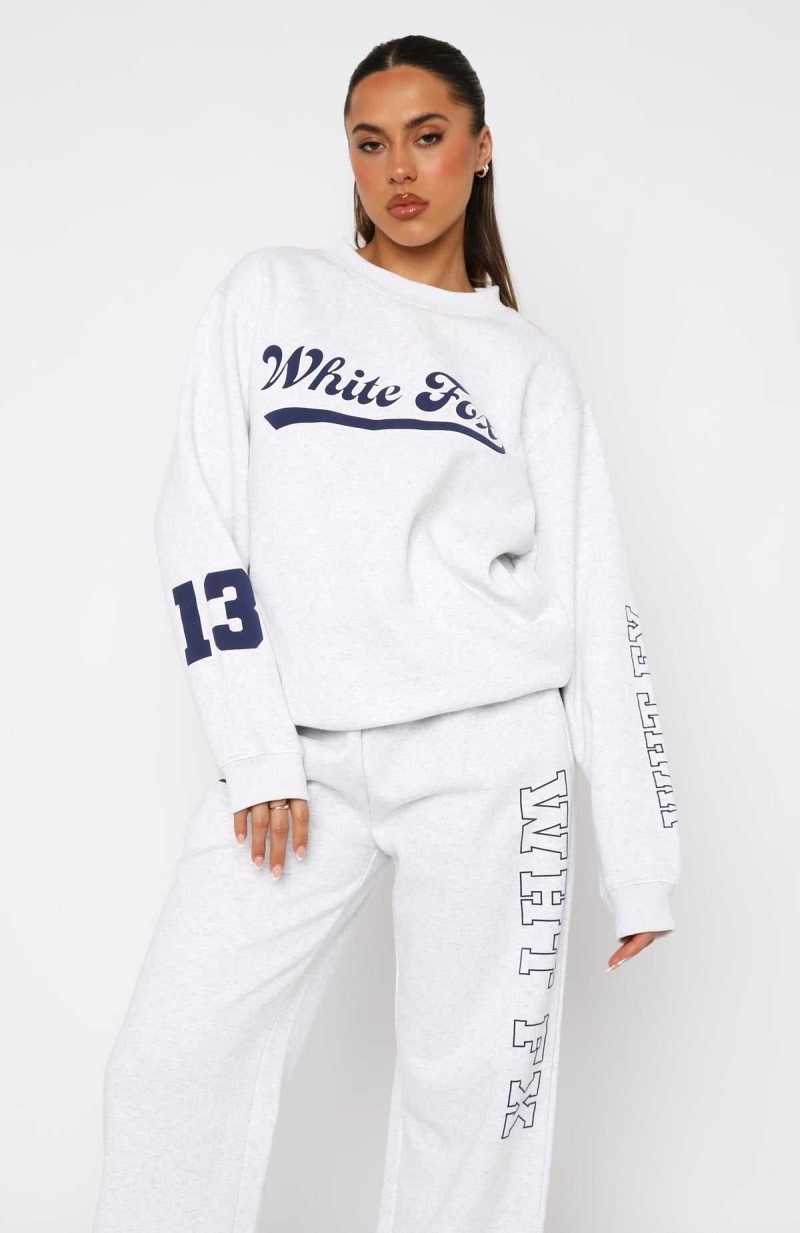 White Fox LA Girly Oversized Sweater Grey Marle | NCVHMG-725