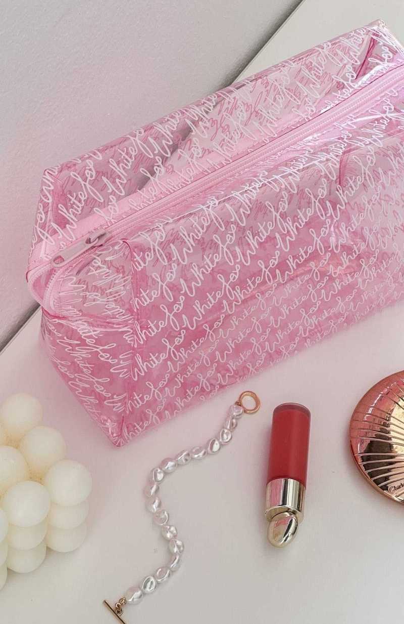 White Fox Late Notice Cosmetic Case Baby Pink | JNHPUD-425