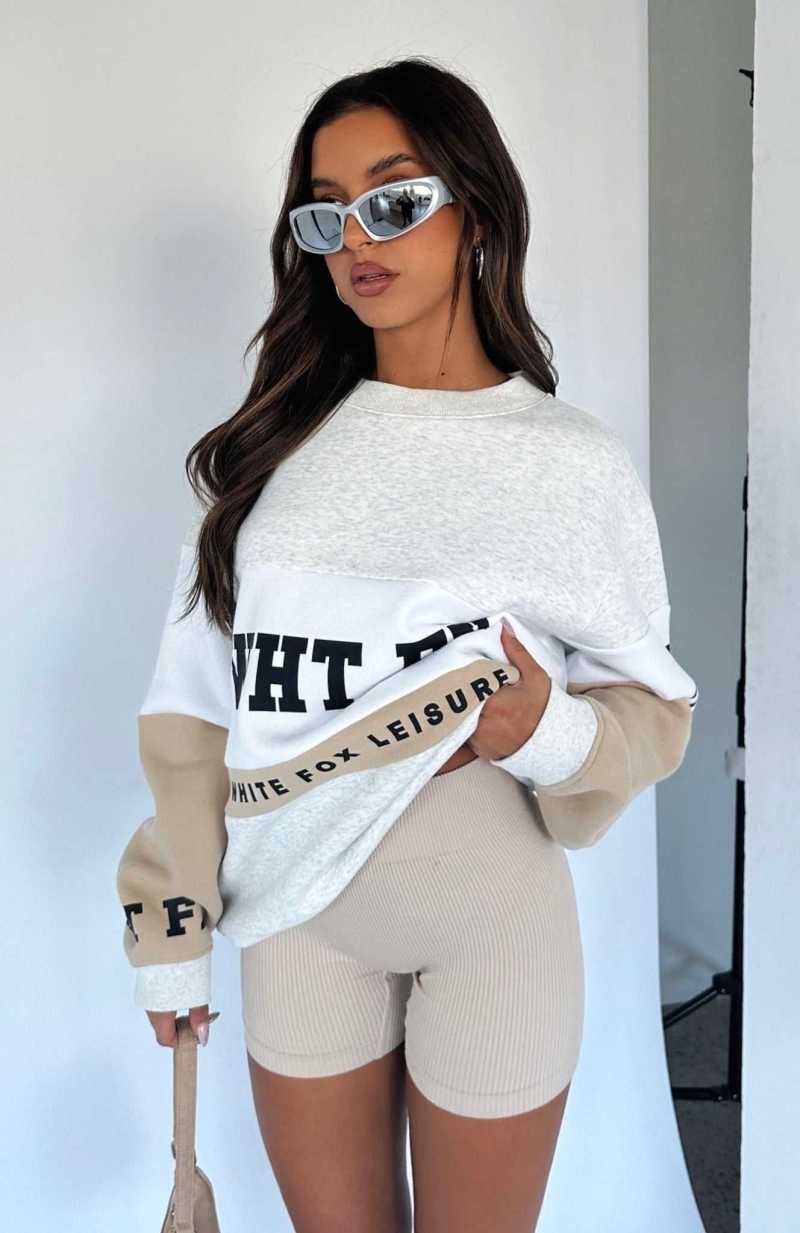 White Fox Latest And Greatest Oversized Sweater Neutral | MWKLIG-963