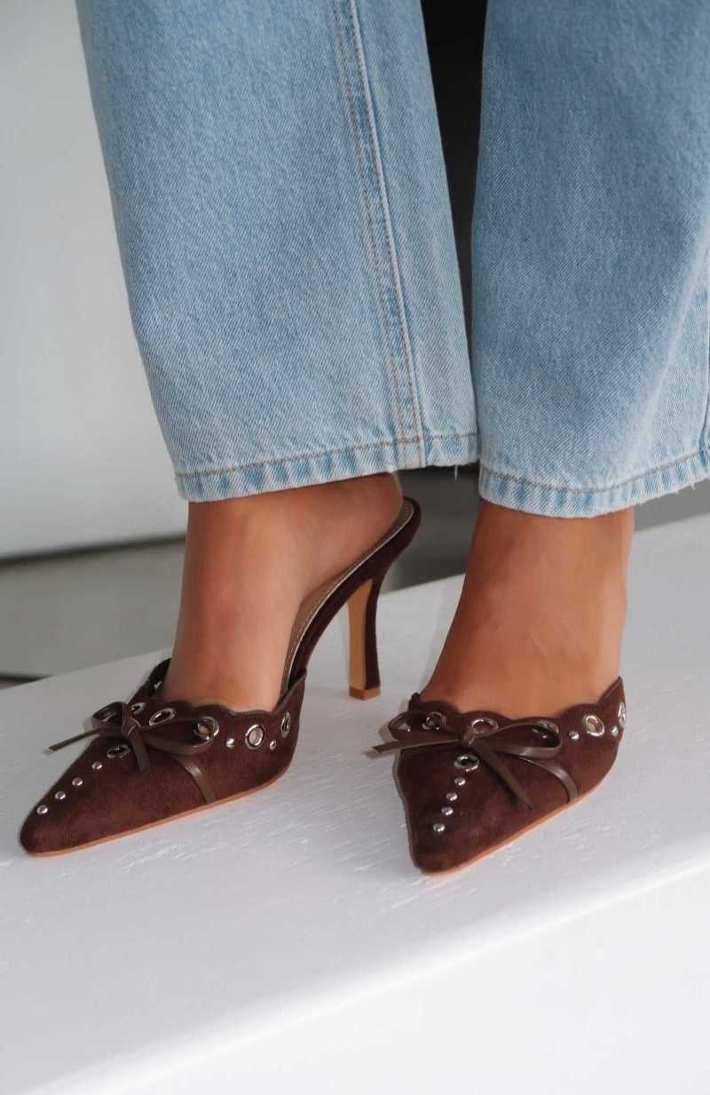 White Fox Leina Heels Chocolate | TUKWDR-417