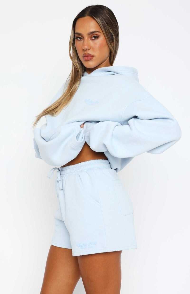 White Fox Leisure Edition Lounge Shorts Baby Blue | LHZRKD-539