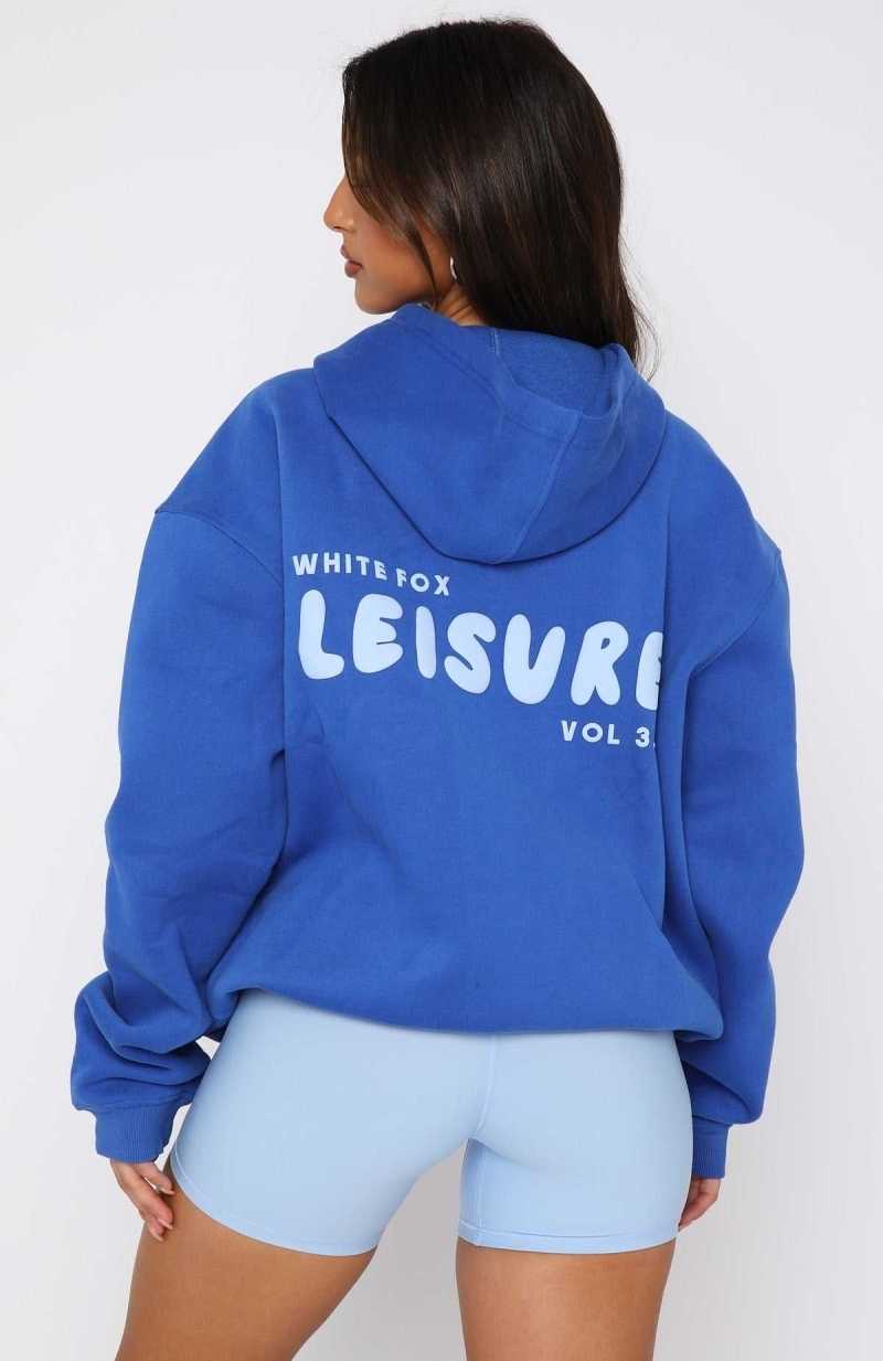 White Fox Leisure Series Oversized Hoodie Cobalt | CGZODL-796