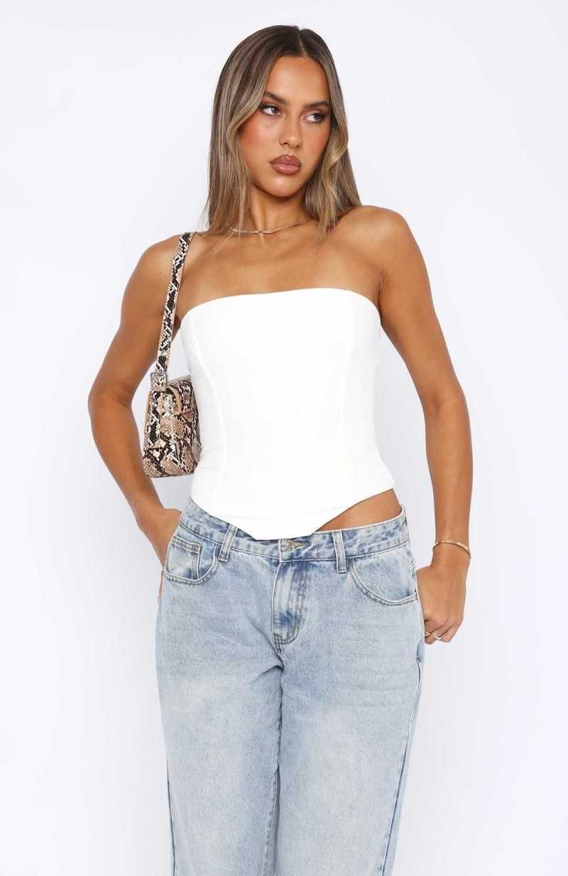 White Fox Let It Go Strapless Bustier White | LYNTMR-675