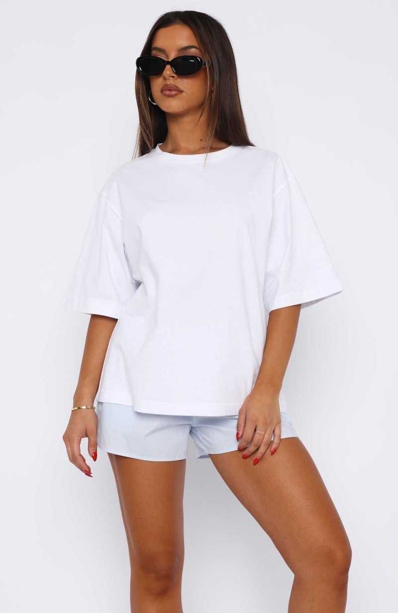 White Fox Let It Out Oversized Tee White | XCIUYS-957