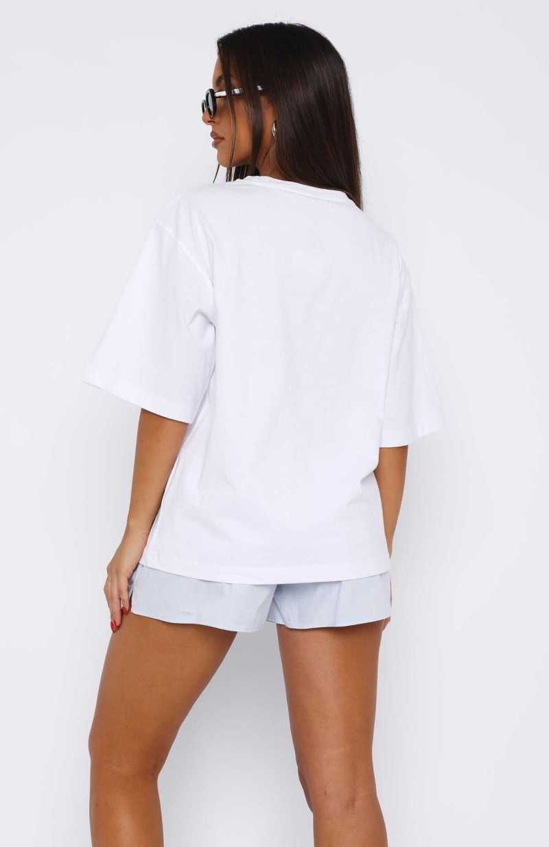 White Fox Let It Out Oversized Tee White | XCIUYS-957