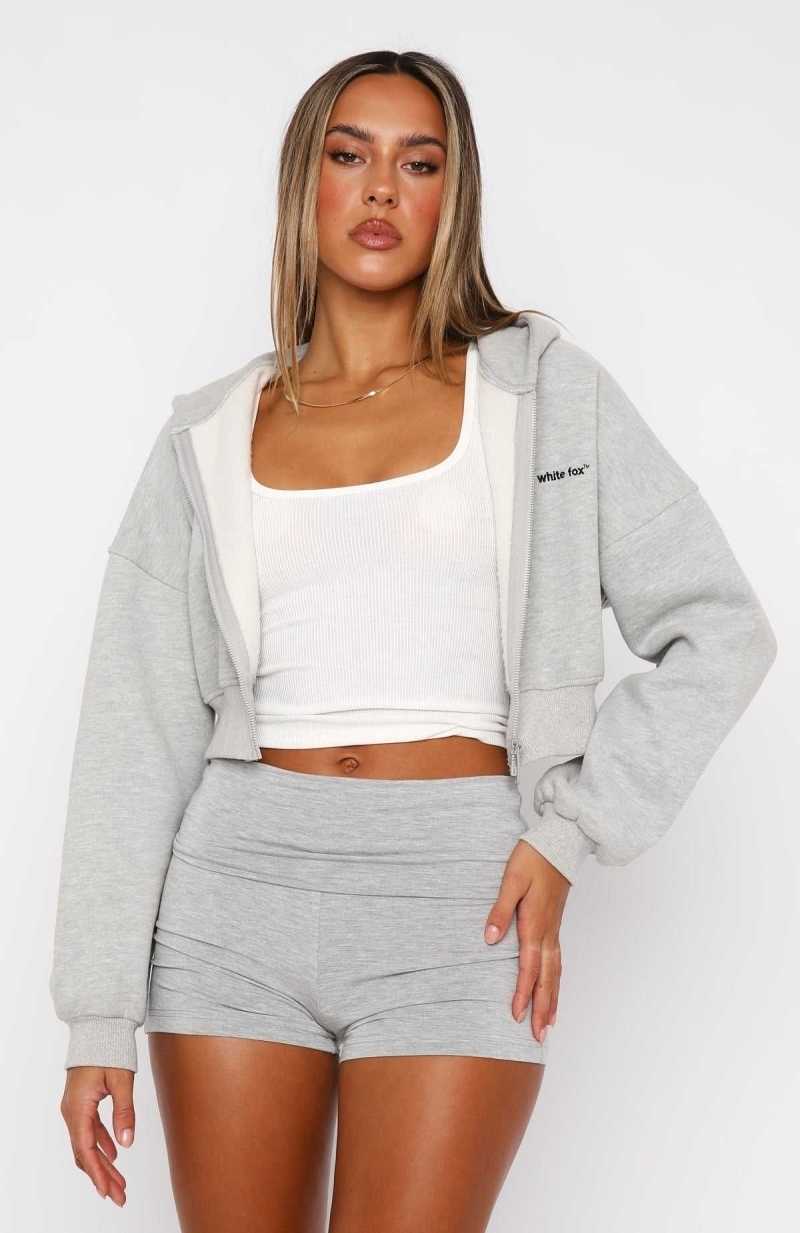 White Fox Let's Catch Up Booty Shorts Grey Marle | VRWGKD-481
