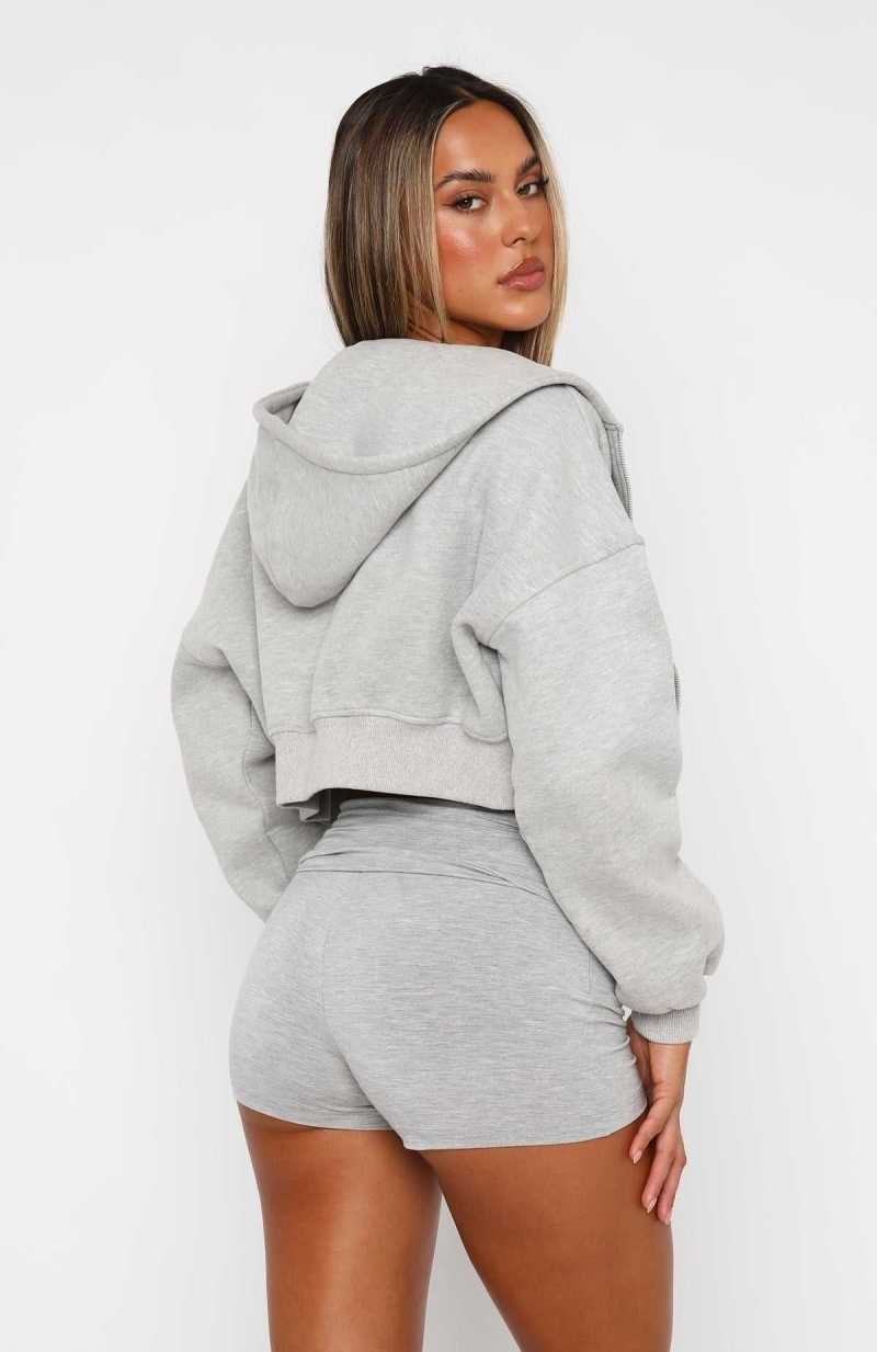 White Fox Let's Catch Up Booty Shorts Grey Marle | VRWGKD-481