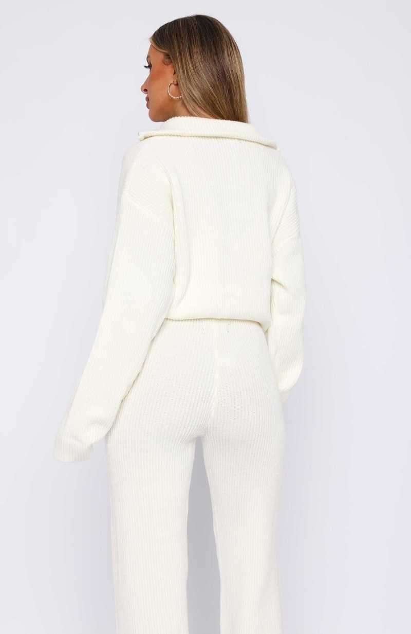 White Fox Let's Get Cosy Knit Sweater Cream | GQXLTU-467