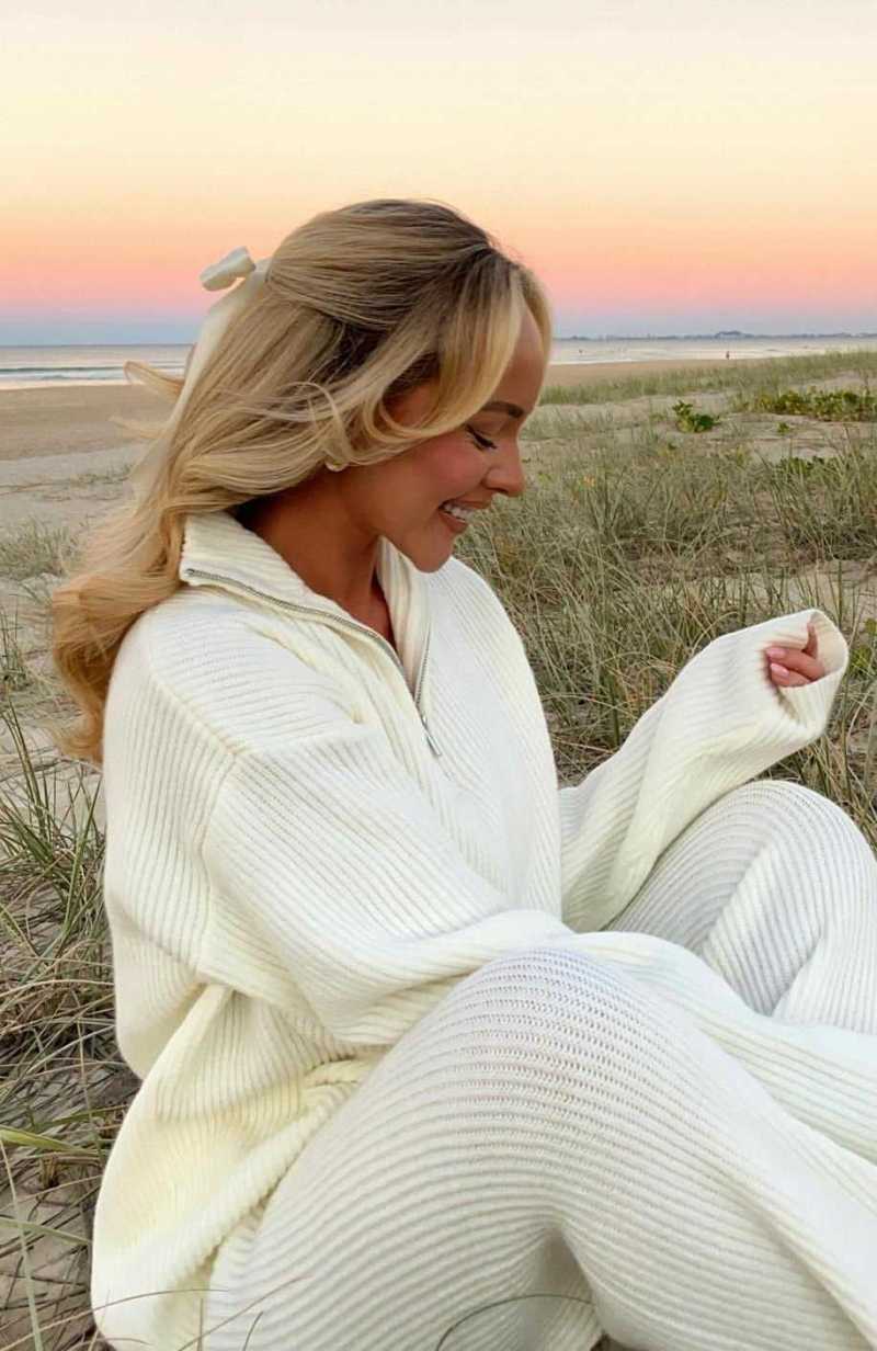 White Fox Let\'s Get Cosy Knit Sweater Cream | GQXLTU-467