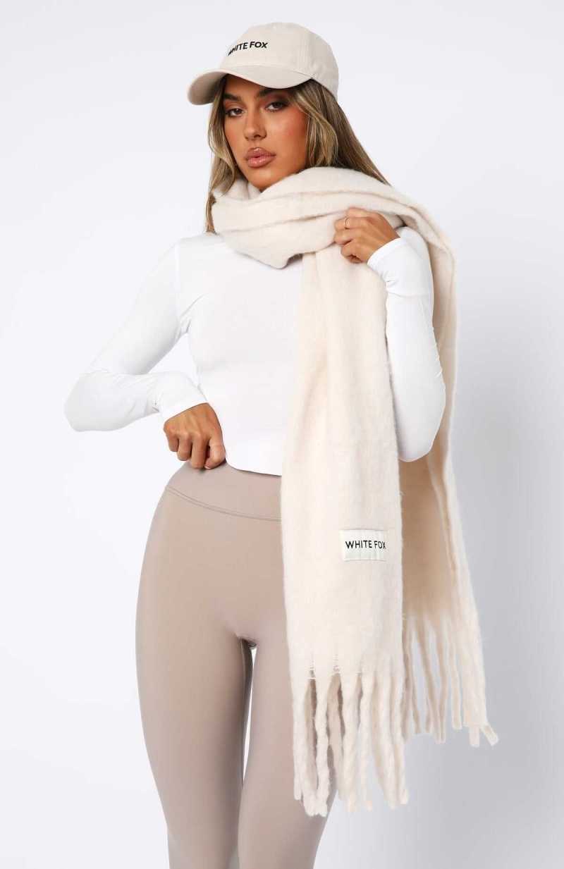 White Fox Let's Get Cozy Oversized Scarf Winter White | LJROXT-210