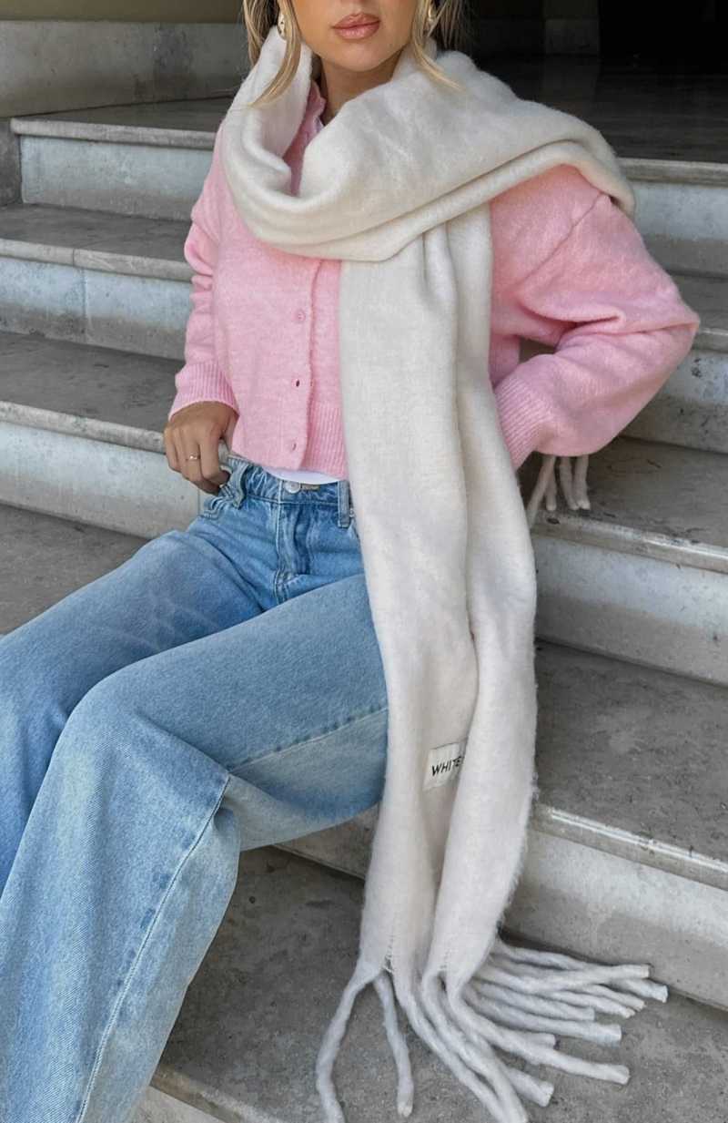 White Fox Let\'s Get Cozy Oversized Scarf Winter White | LJROXT-210
