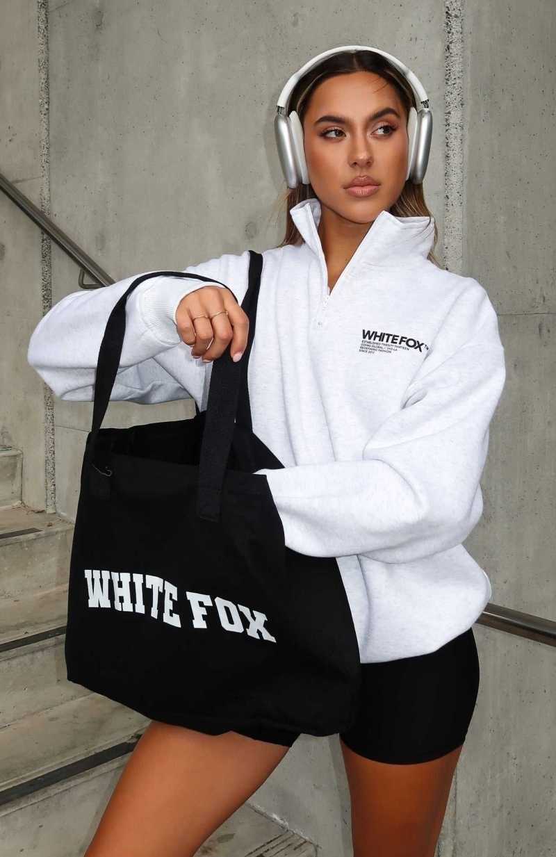 White Fox Like No One Else Zip Front Sweater Grey Marle | NDBYFO-758