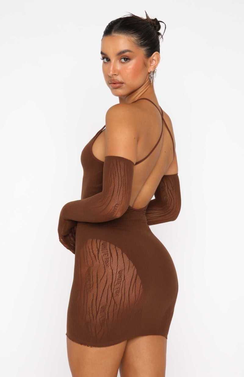 White Fox Link Up Mini Dress Chocolate | VPCXHD-961