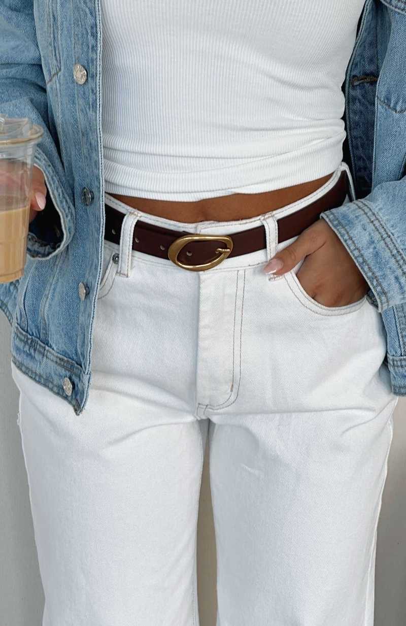 White Fox Lou Belt Chocolate/Gold | WPMZKV-645