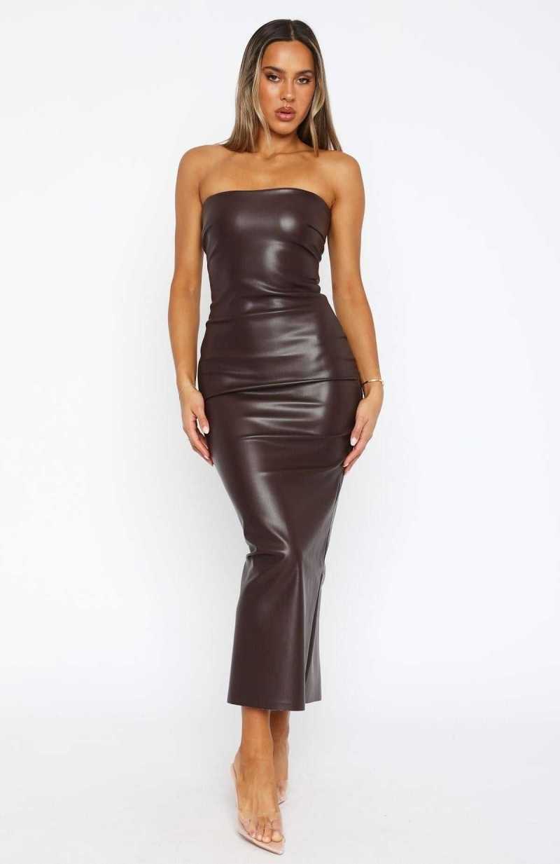 White Fox Love Is Gone Maxi Dress Chocolate | ABFMTP-751