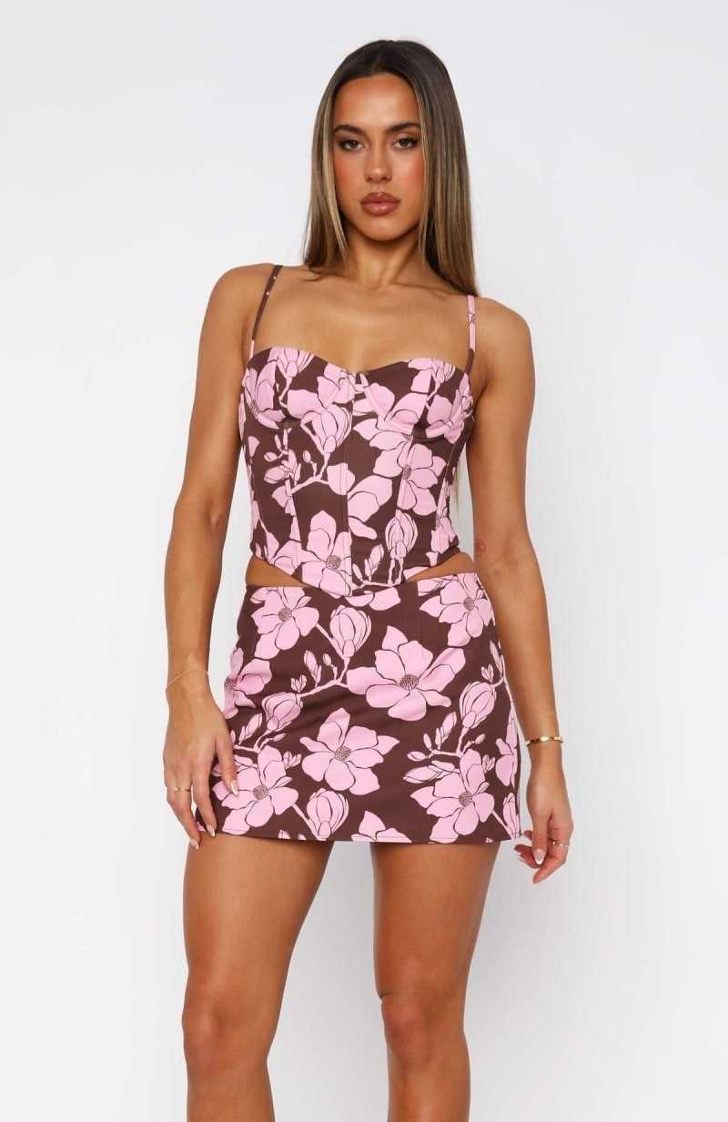 White Fox Love On Top Mini Skirt Cocoa Blush | TUYPSR-178