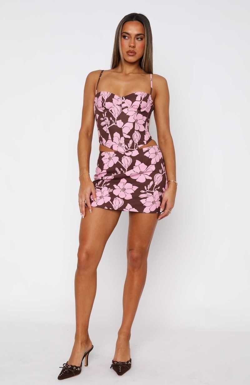 White Fox Love On Top Mini Skirt Cocoa Blush | TUYPSR-178