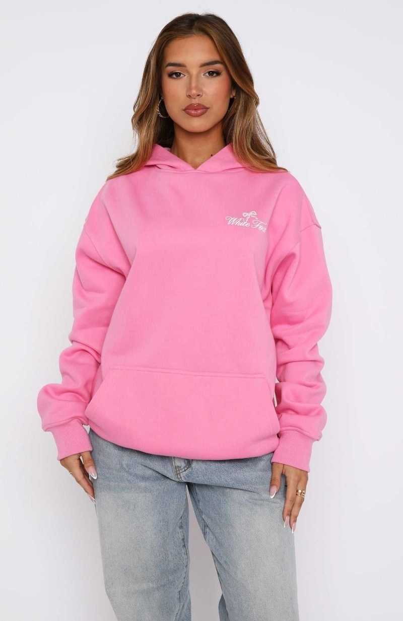 White Fox Lucky Charms Oversized Hoodie Pink | MGUDXA-150