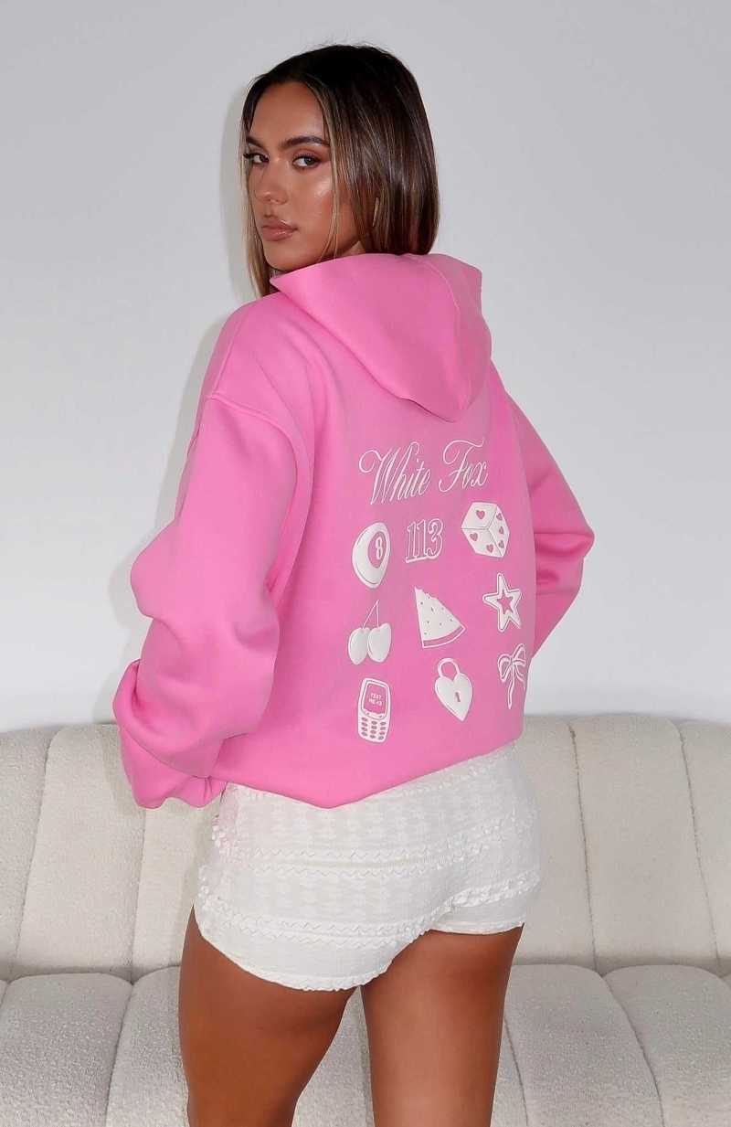 White Fox Lucky Charms Oversized Hoodie Pink | MGUDXA-150